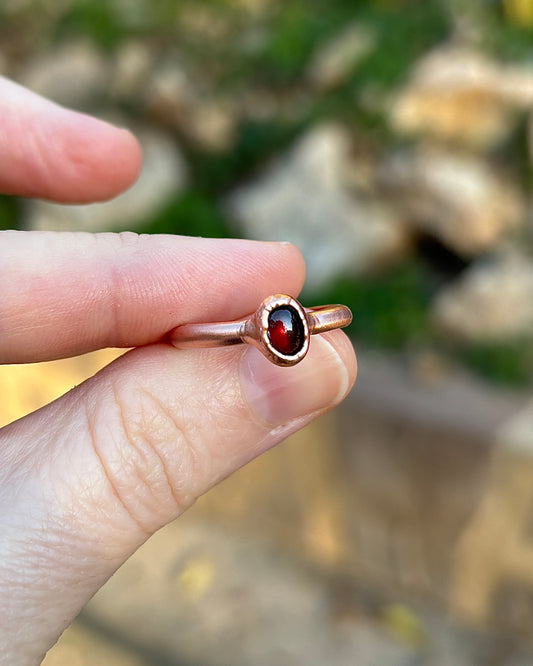 Garnet Copper Ring - 7 US