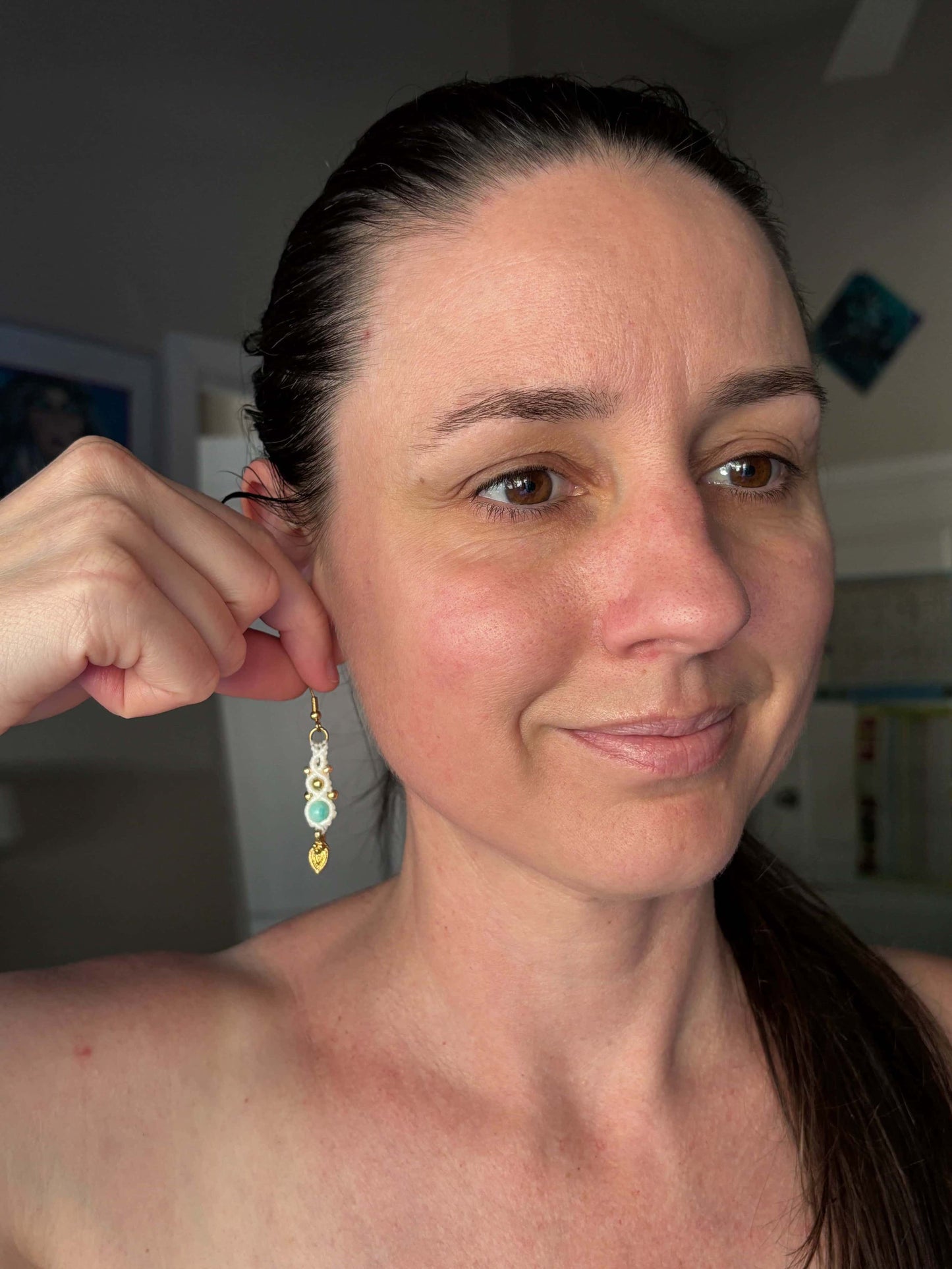 Amazonite Macrame Drop Earrings - Made To Order