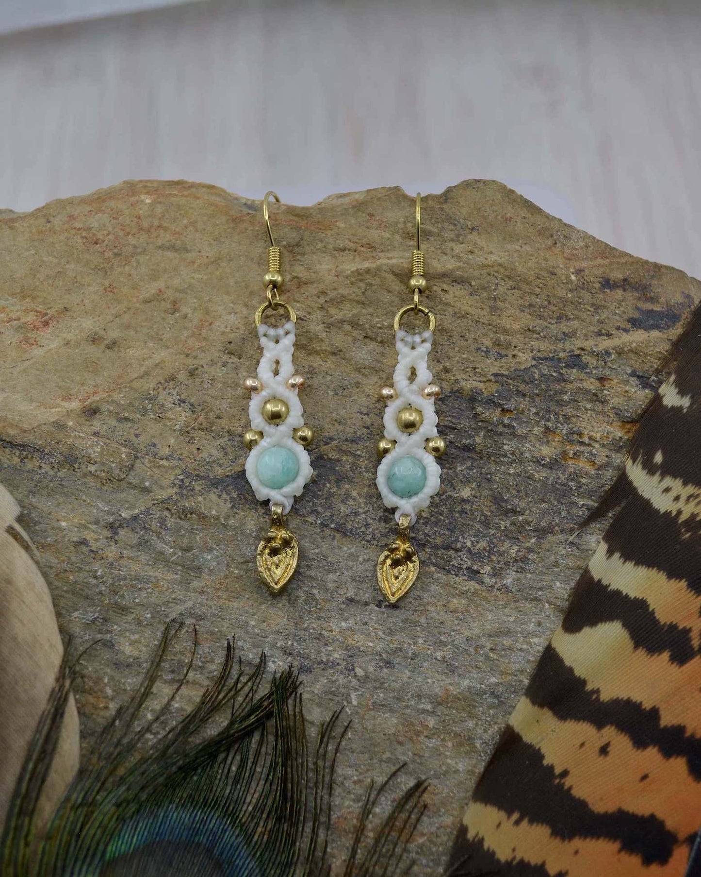 Amazonite Macrame Drop Earrings - Made To Order