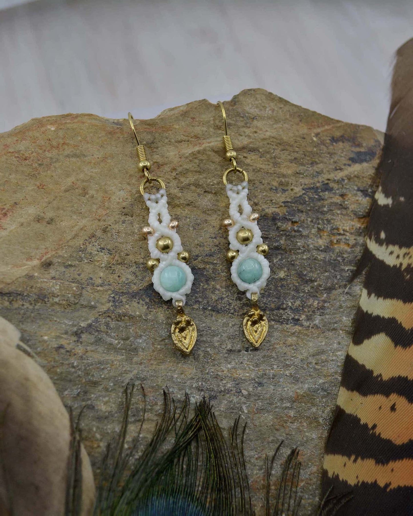 Amazonite Macrame Drop Earrings - Made To Order