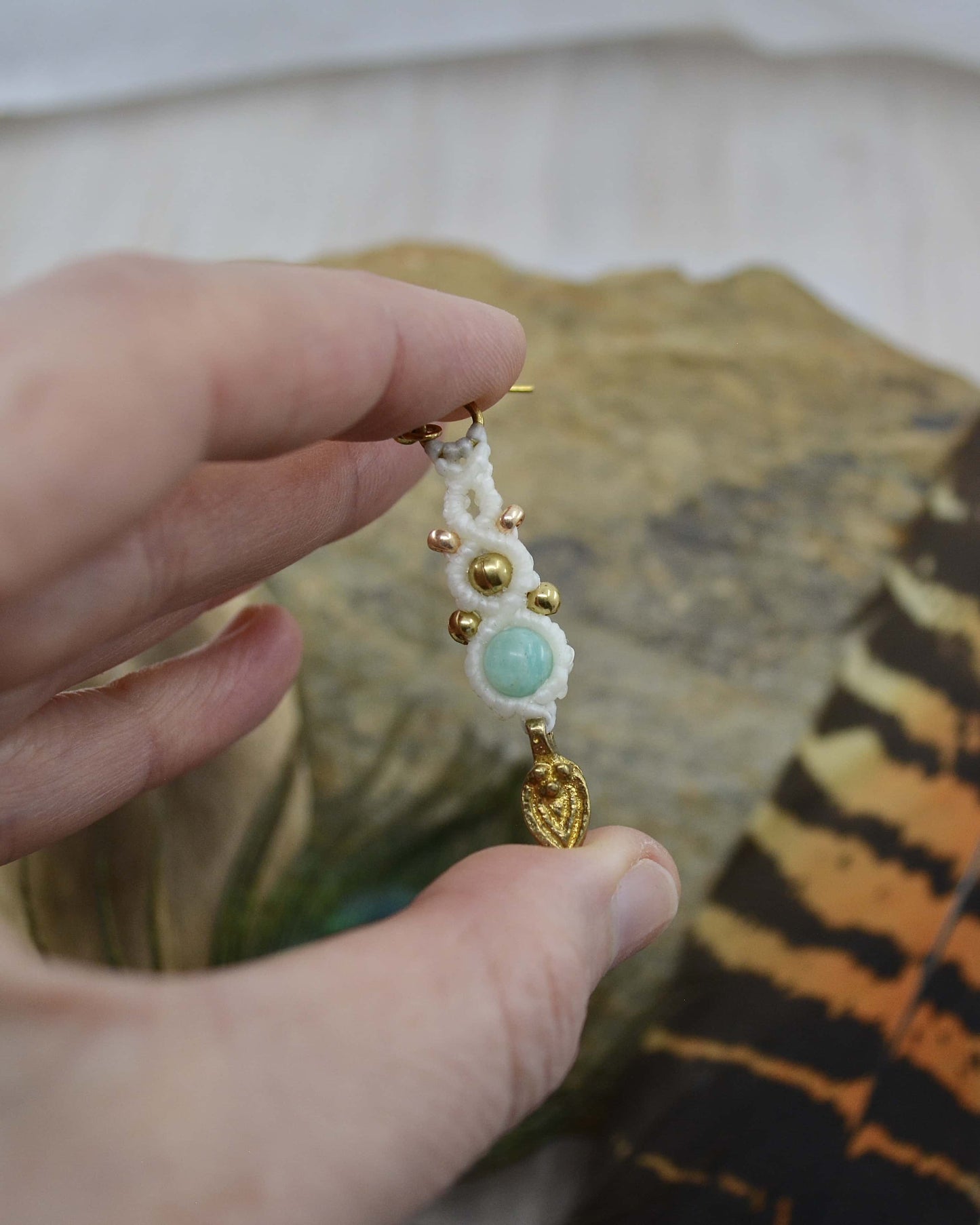 Amazonite Macrame Drop Earrings - Made To Order