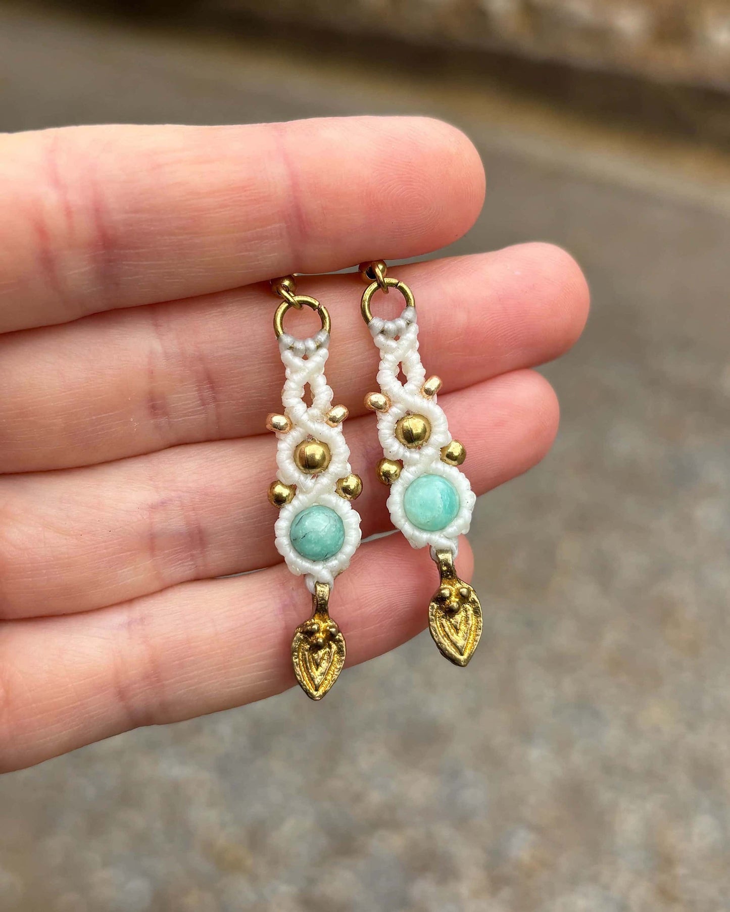Amazonite Macrame Drop Earrings - Made To Order