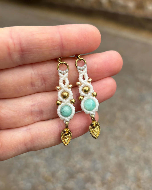 Amazonite Macrame Drop Earrings - Made To Order