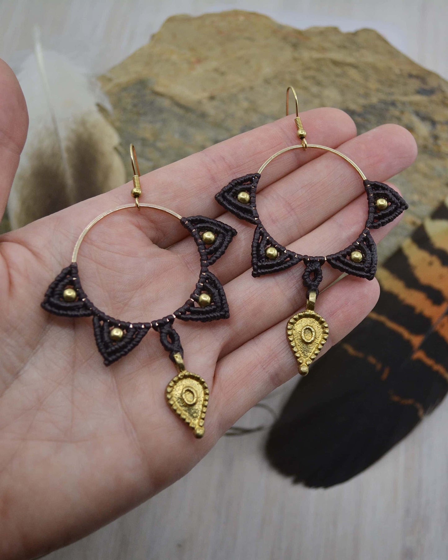 Big Macrame Mandala Earrings - Made To Order