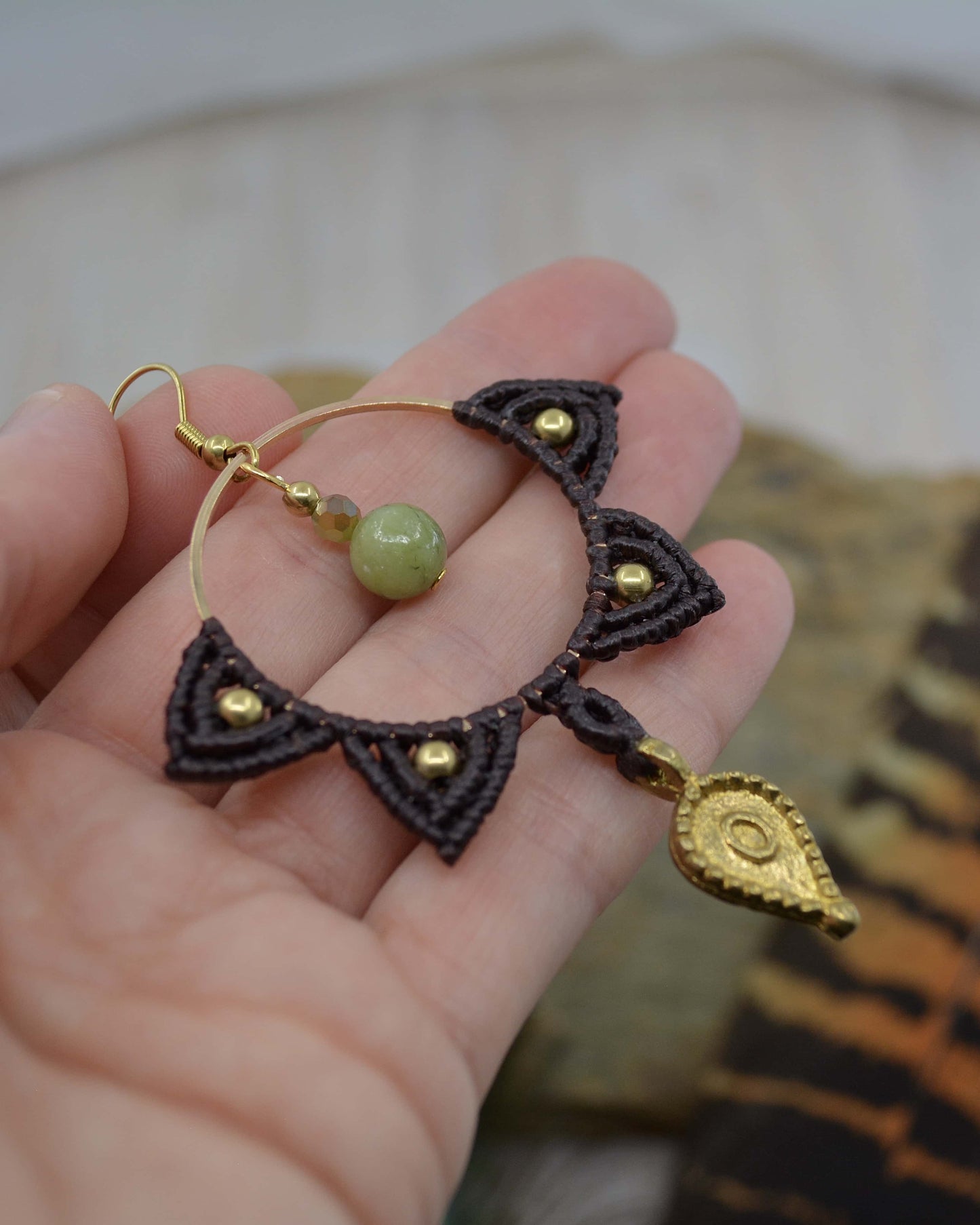 Big Macrame Mandala Peridot Earrings - Made To Order