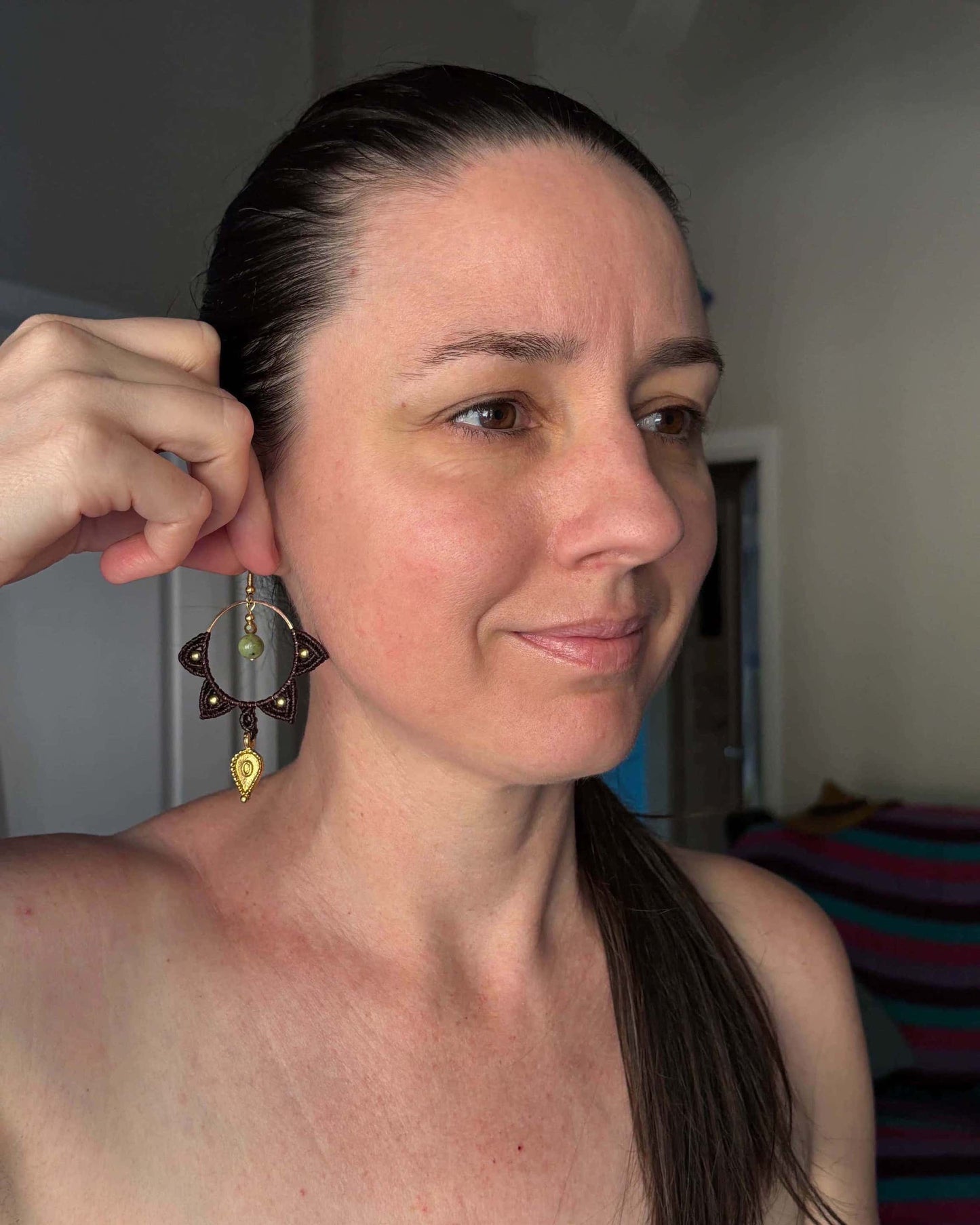 Big Macrame Mandala Peridot Earrings - Made To Order
