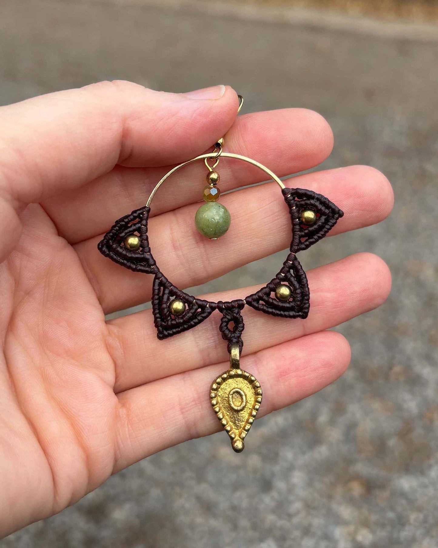 Big Macrame Mandala Peridot Earrings - Made To Order
