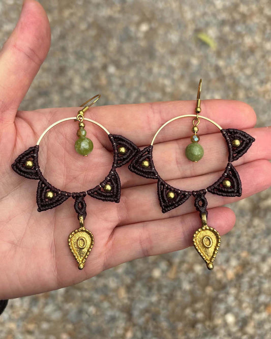 Big Macrame Mandala Peridot Earrings - Made To Order