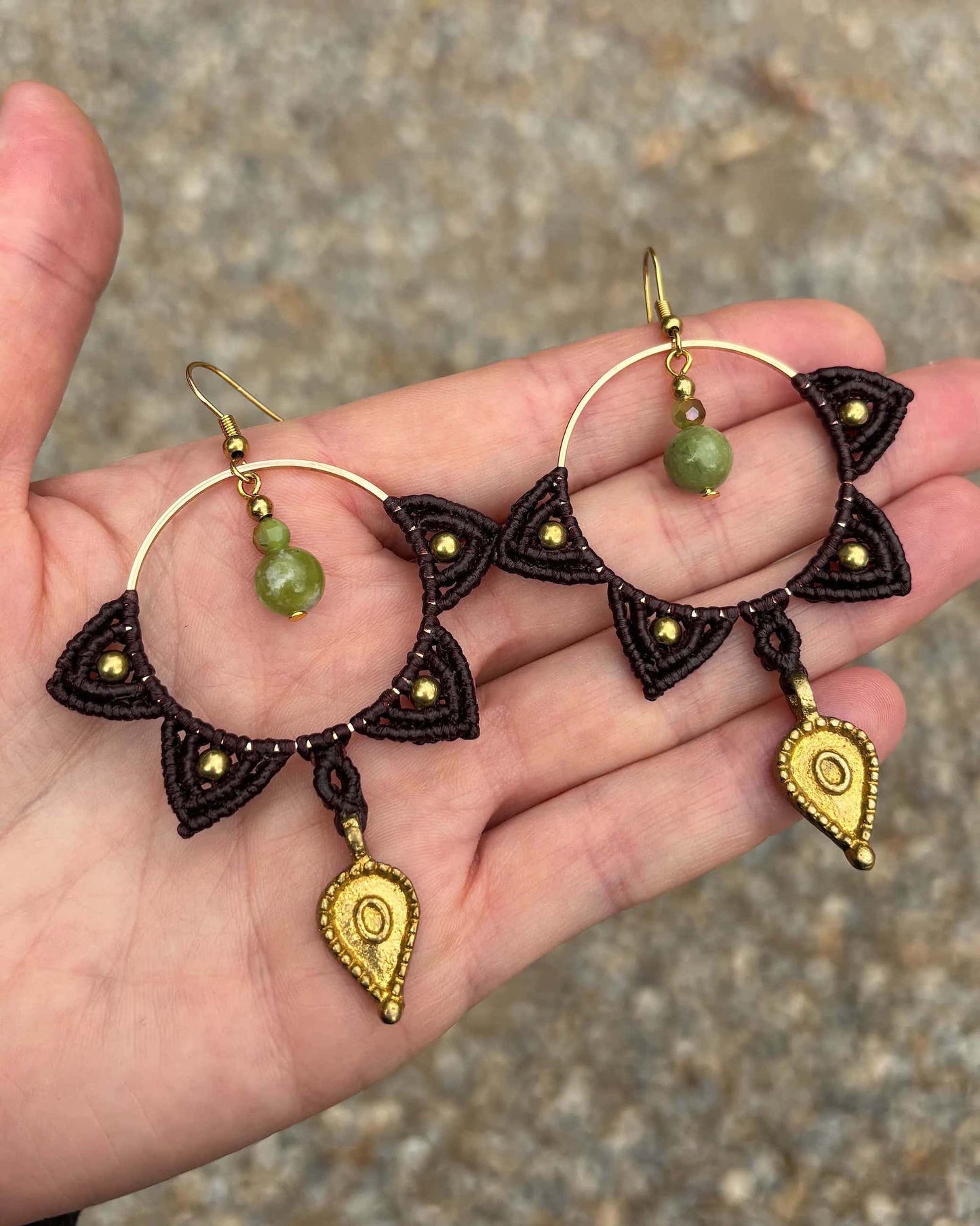 Big Macrame Mandala Peridot Earrings - Made To Order