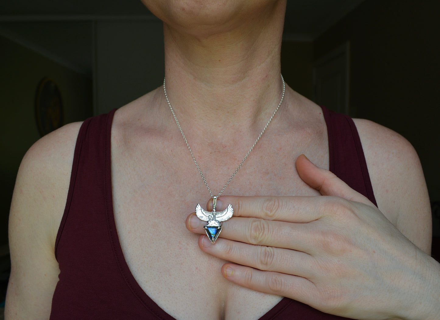 Sterling Silver Egyptian Goddess Labradorite Necklace