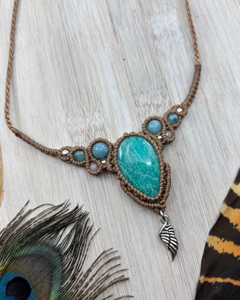 Amazonite Choker Macrame Necklace