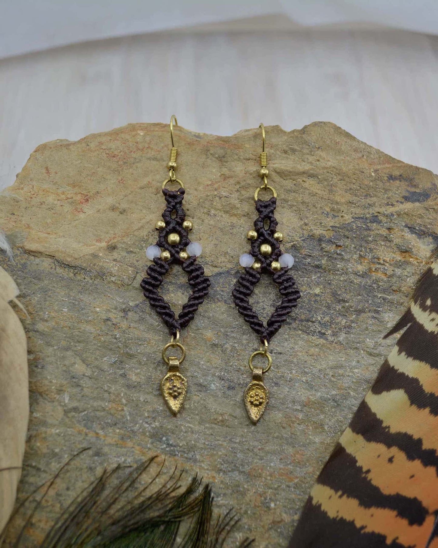 Macrame Diamond Dangle Earrings - Made To Order
