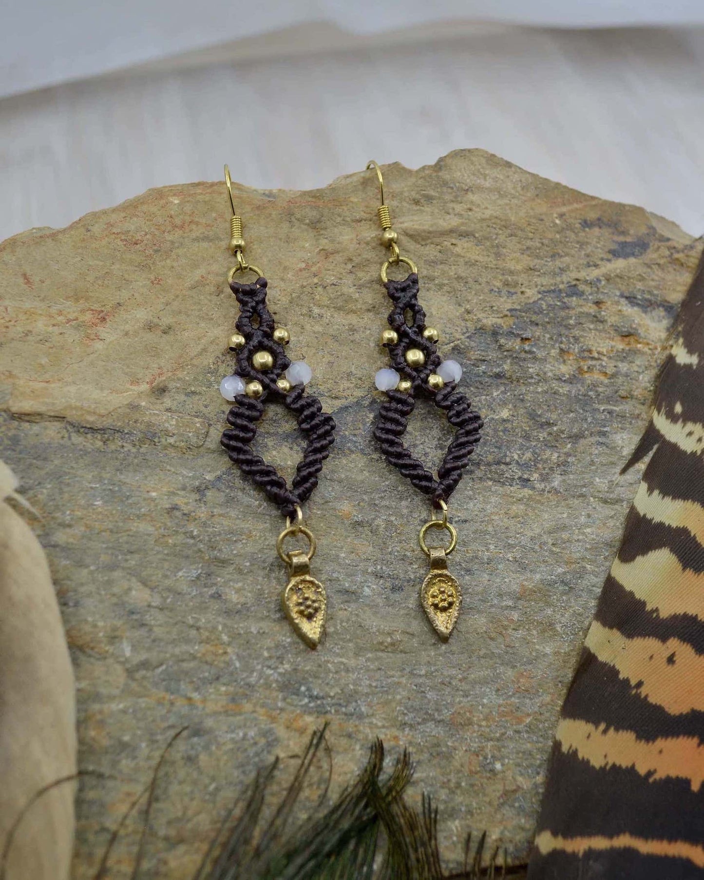 Macrame Diamond Dangle Earrings - Made To Order