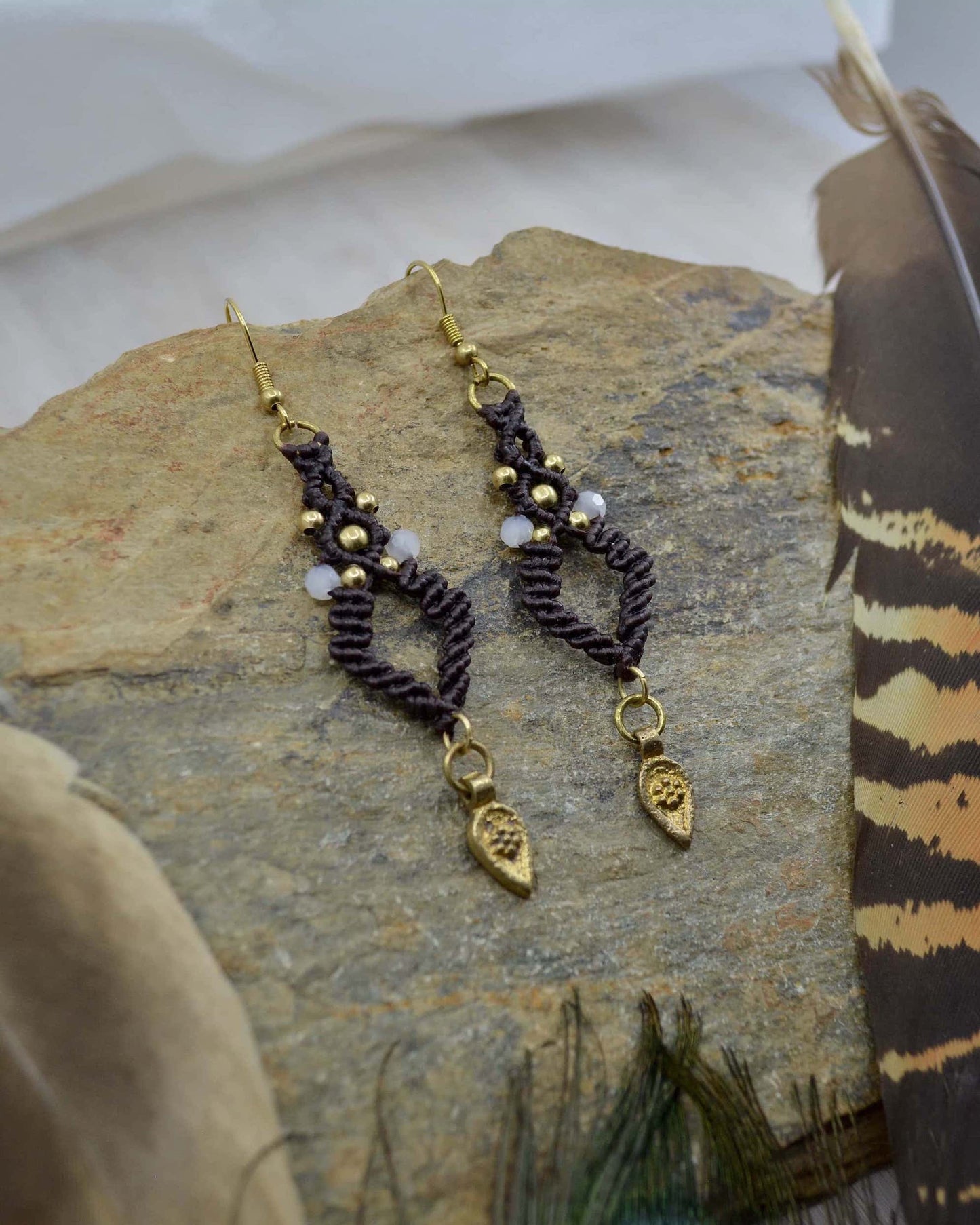 Macrame Diamond Dangle Earrings - Made To Order