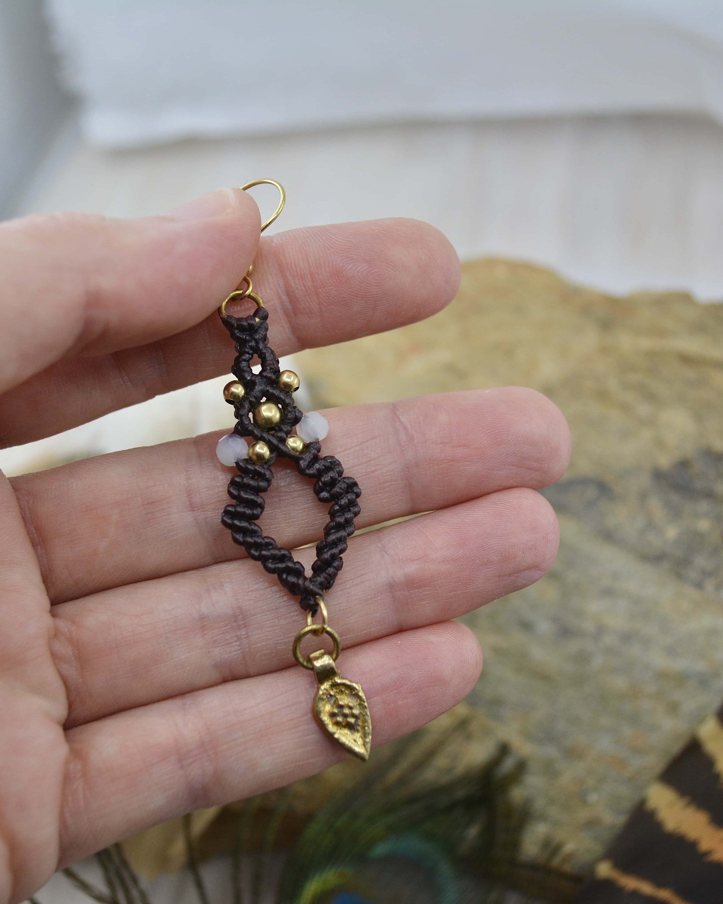 Macrame Diamond Dangle Earrings - Made To Order