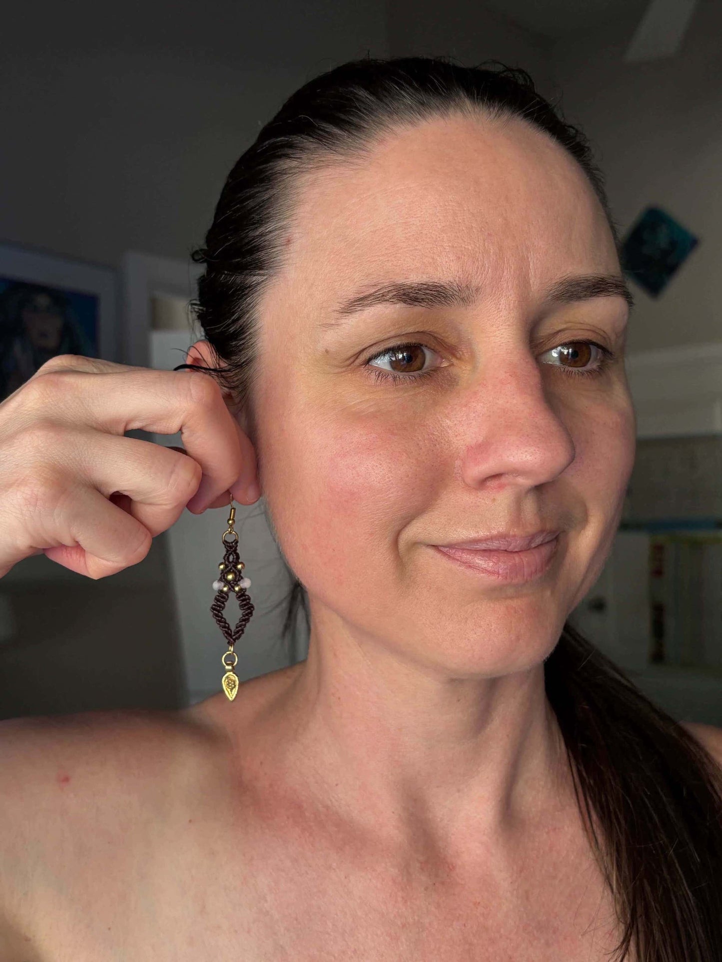 Macrame Diamond Dangle Earrings - Made To Order