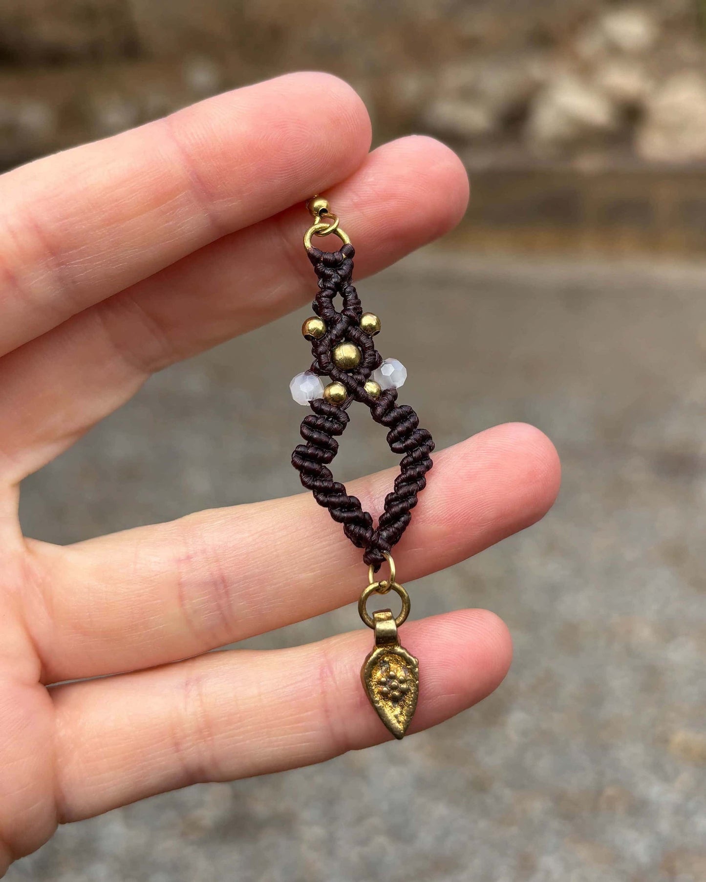 Macrame Diamond Dangle Earrings - Made To Order