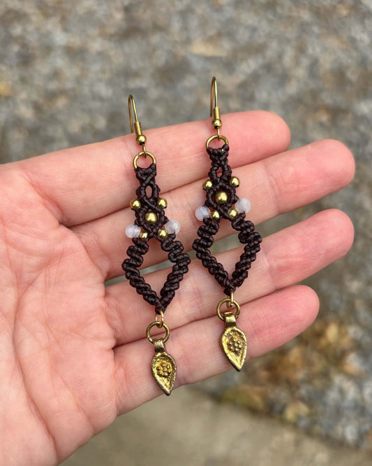 Macrame Diamond Dangle Earrings - Made To Order
