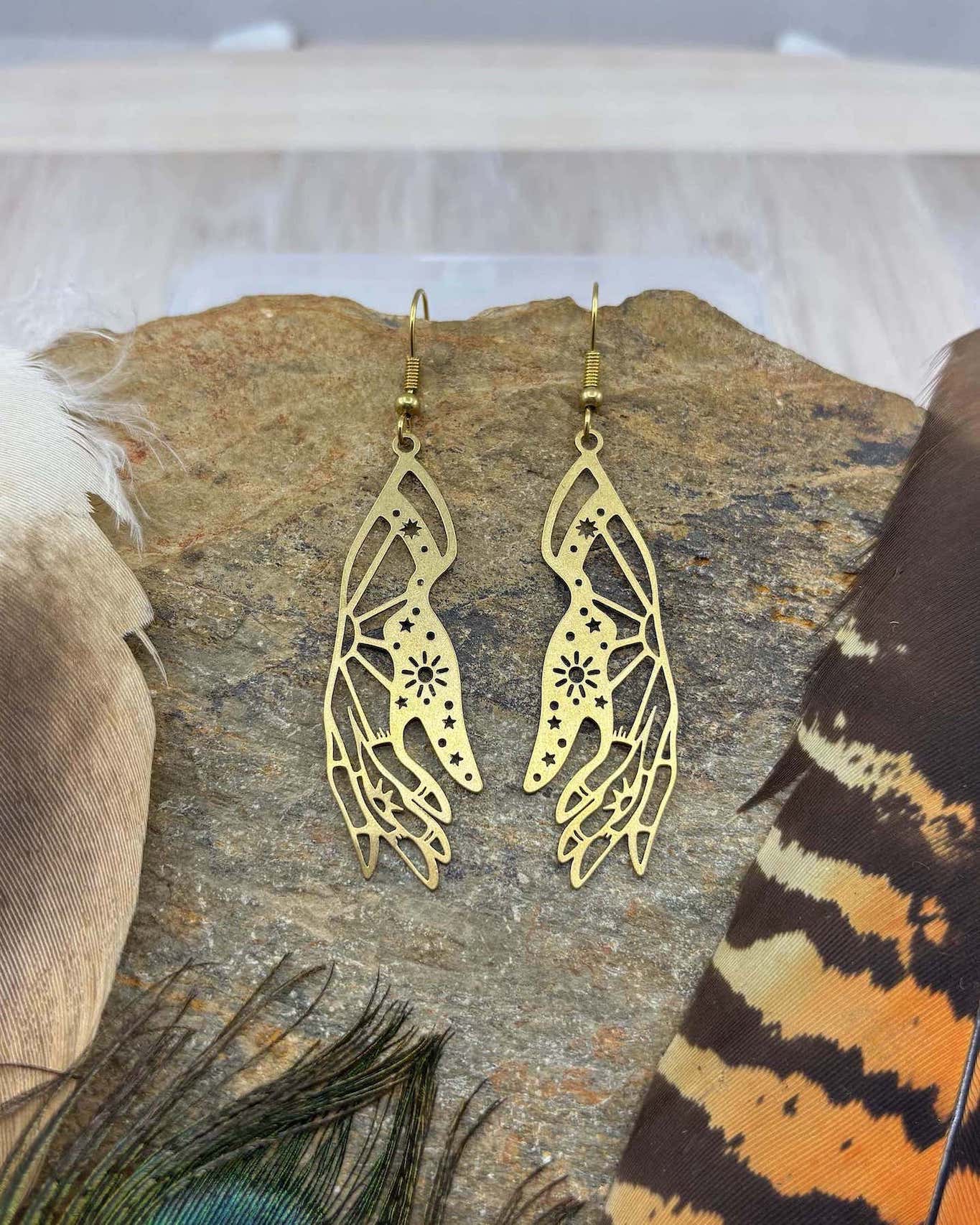 Mystic Healing Hands Brass Earrings