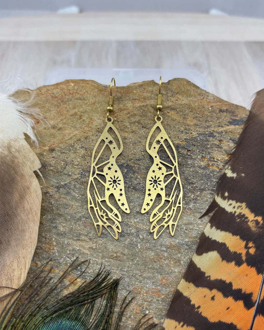 Mystic Healing Hands Brass Earrings