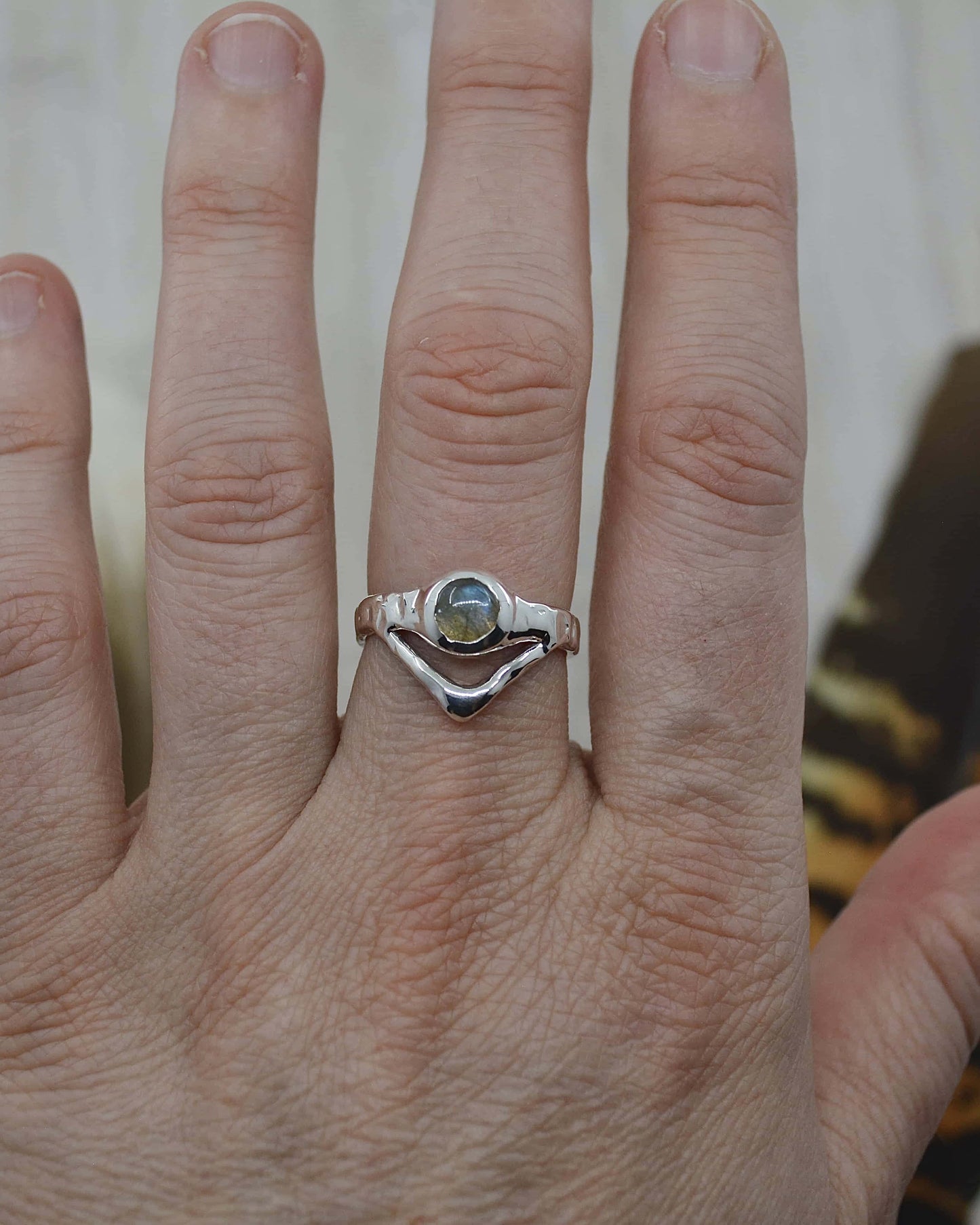 Labradorite Molten Sterling Silver Ring - 7.5 US