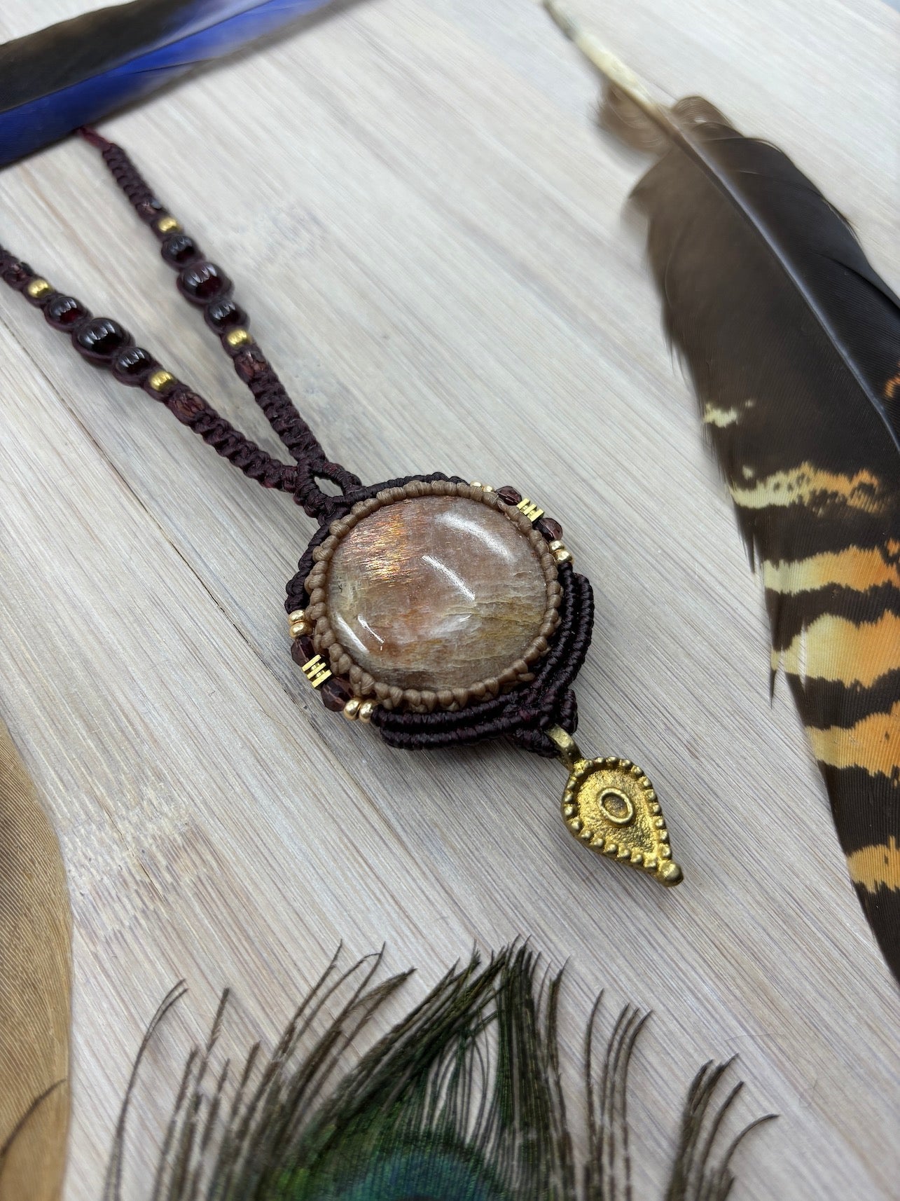 Sunstone Macrame Necklace