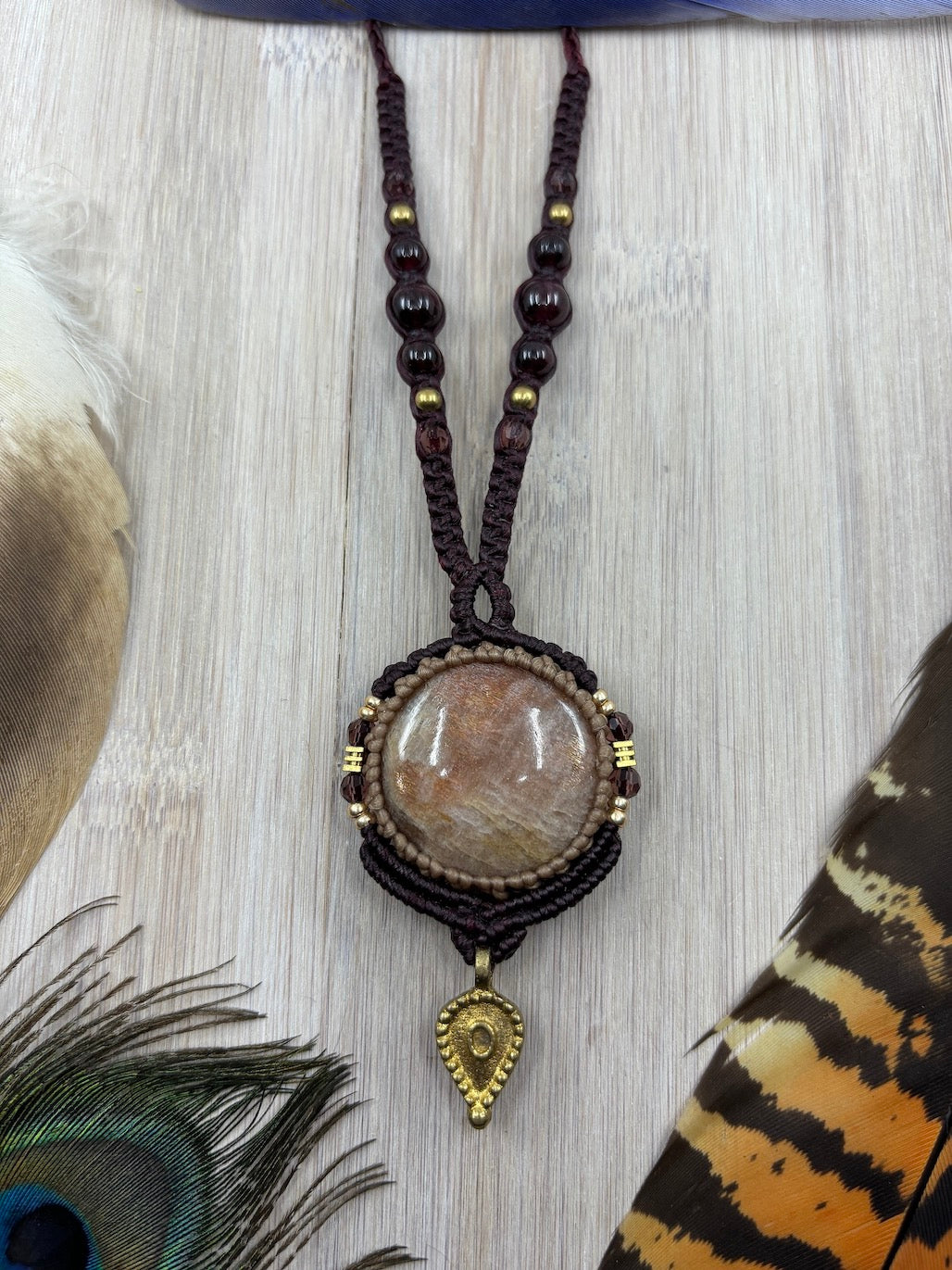 Sunstone Macrame Necklace