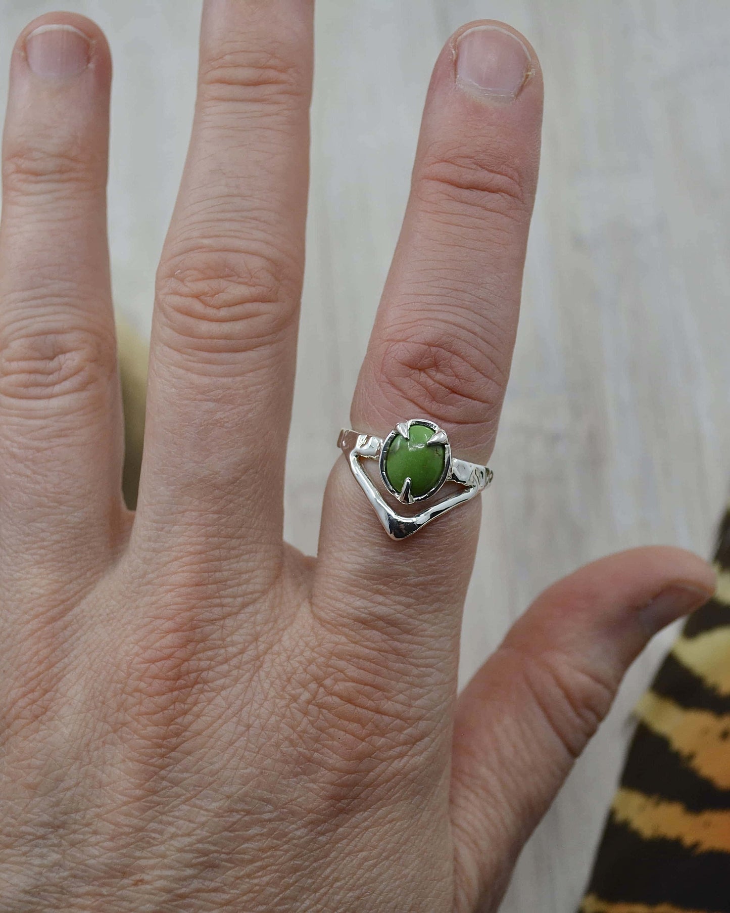 Sterling Silver Sonoran Gold Green Turquoise Ring - 7 US