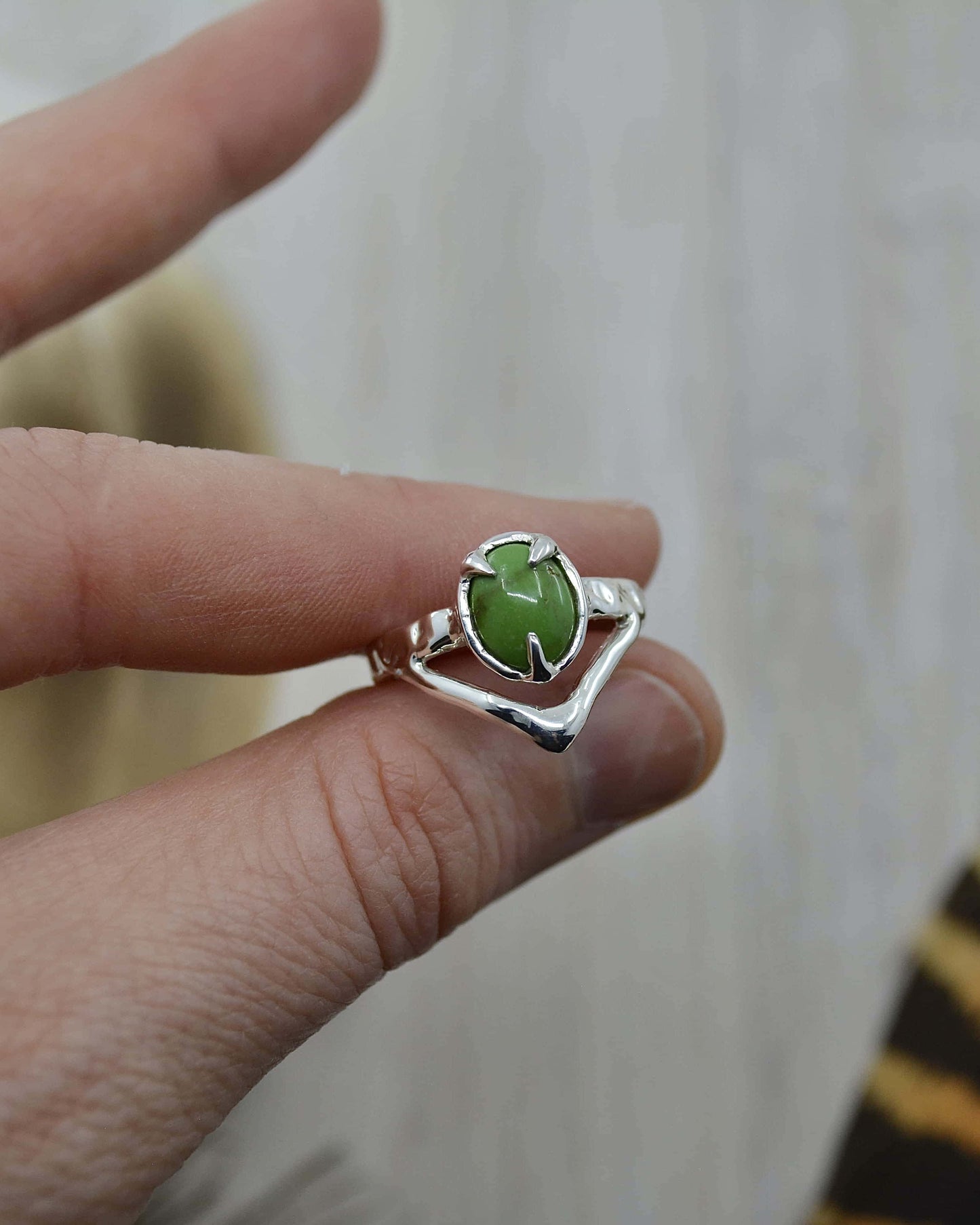 Sterling Silver Sonoran Gold Green Turquoise Ring - 7 US