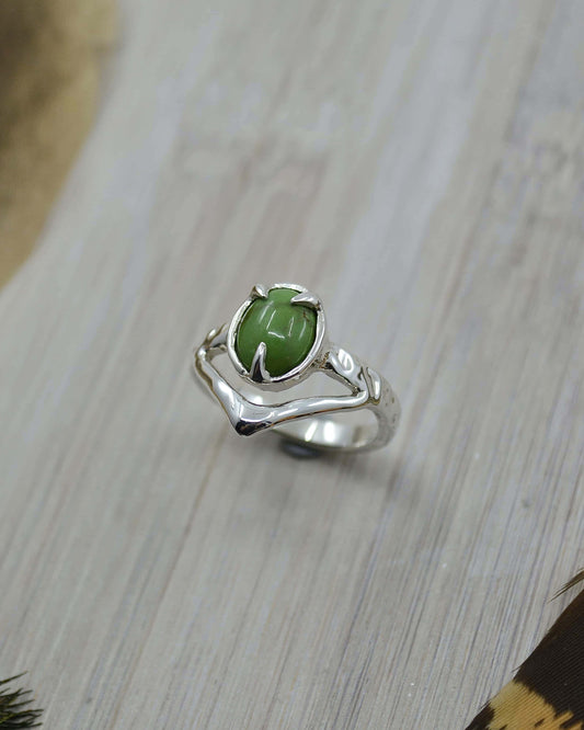 Sterling Silver Sonoran Gold Green Turquoise Ring - 7 US