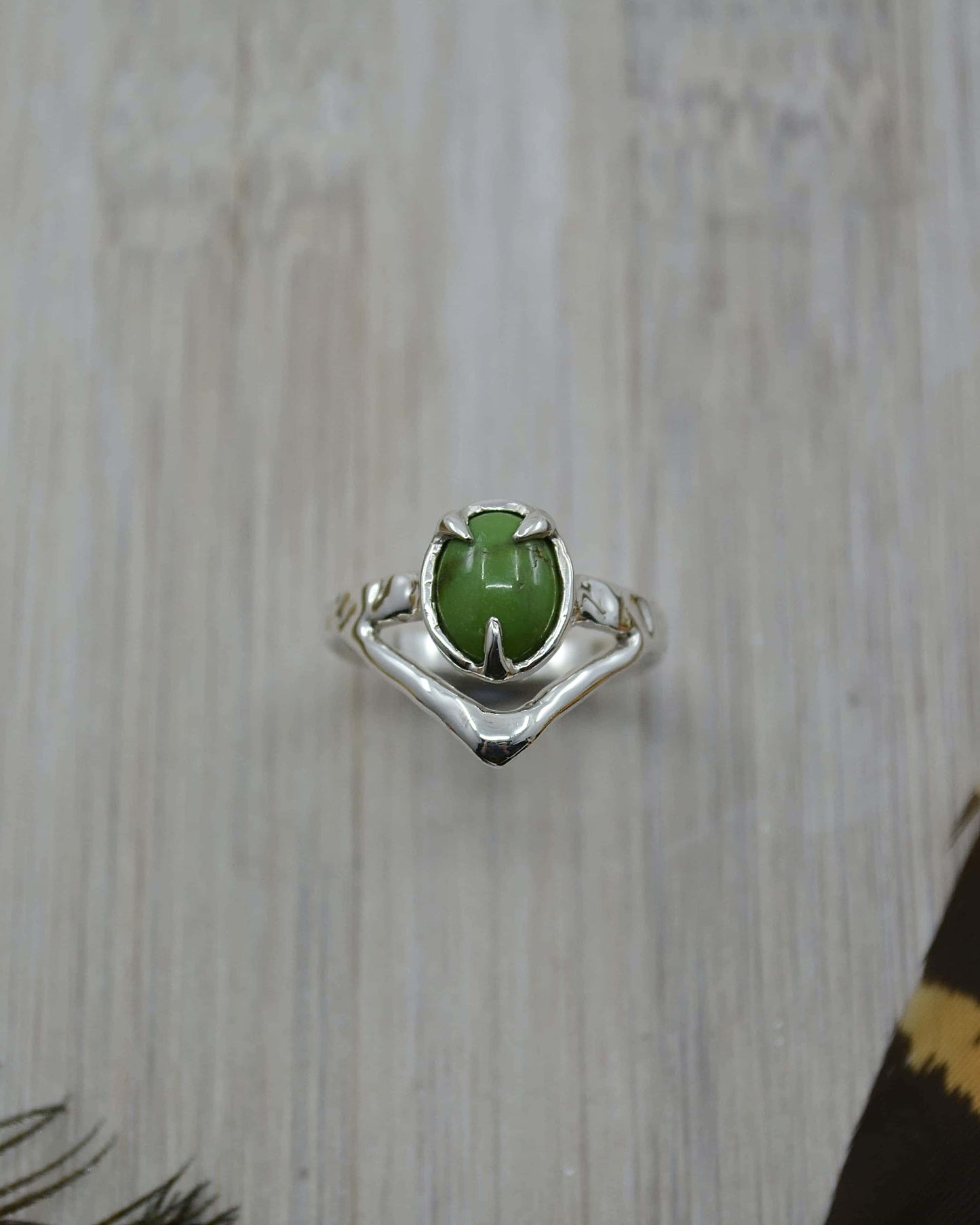 Sterling Silver Sonoran Gold Green Turquoise Ring - 7 US