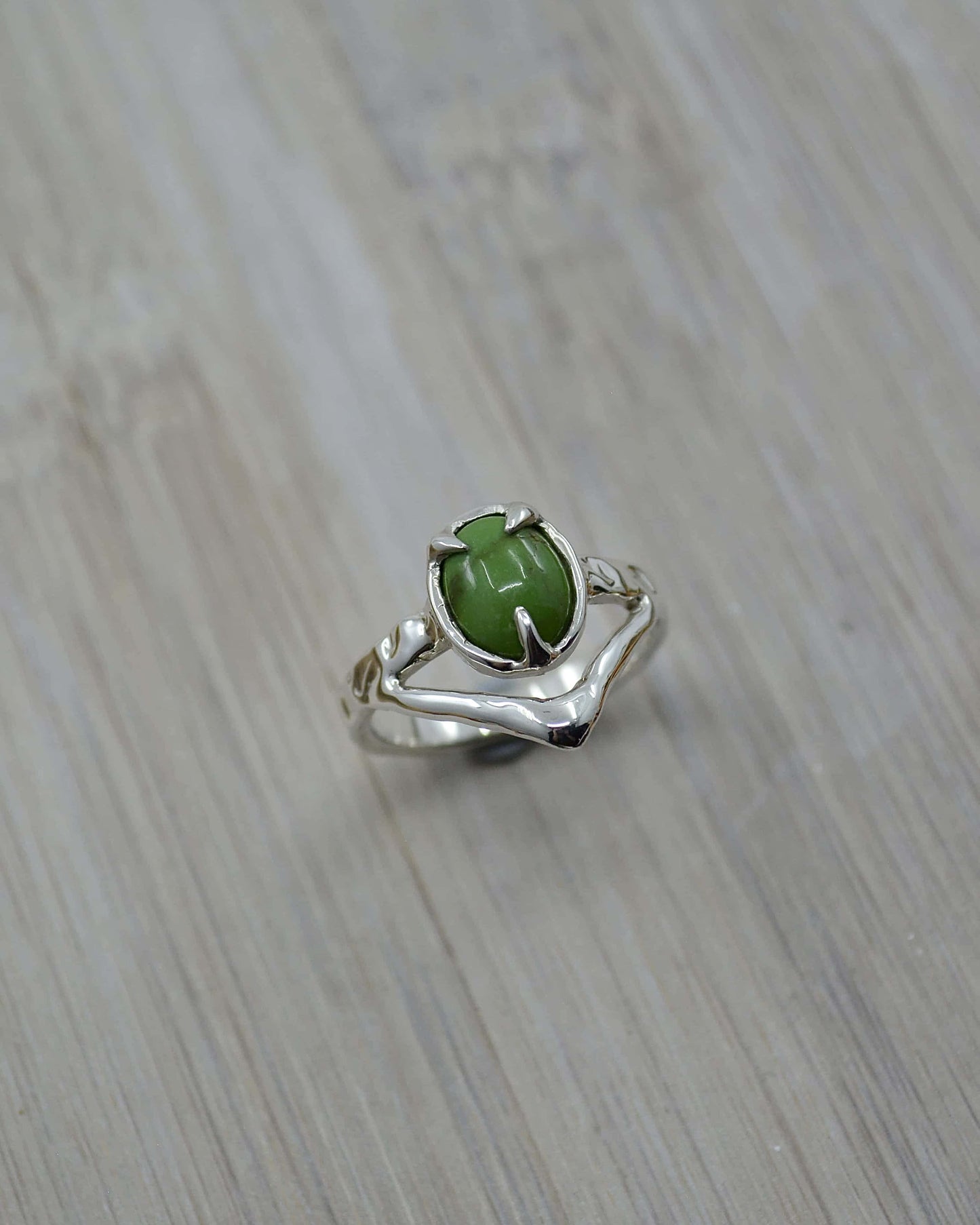 Sterling Silver Sonoran Gold Green Turquoise Ring - 7 US