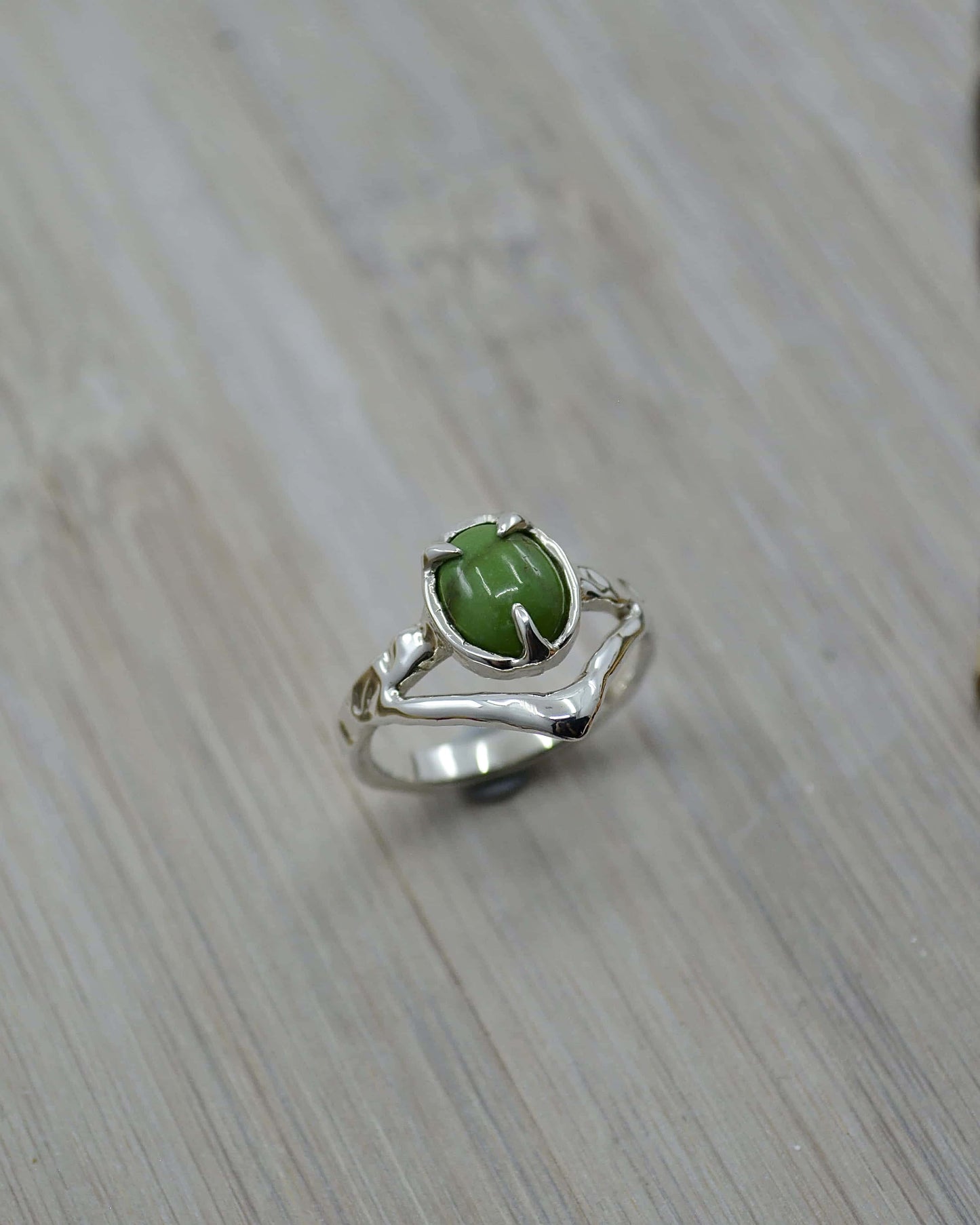 Sterling Silver Sonoran Gold Green Turquoise Ring - 7 US