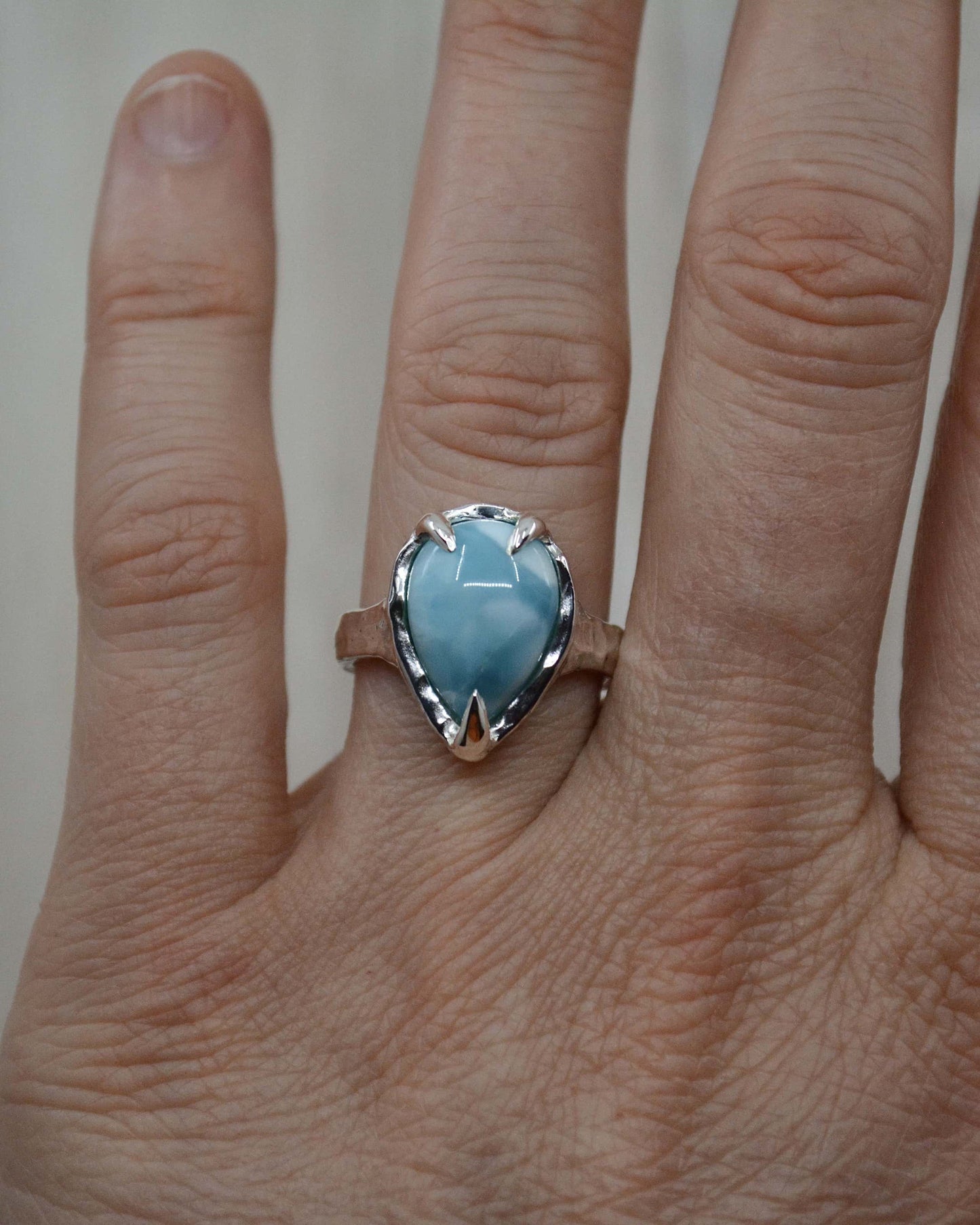 Sterling Silver Larimar Molten Ring - 7 US