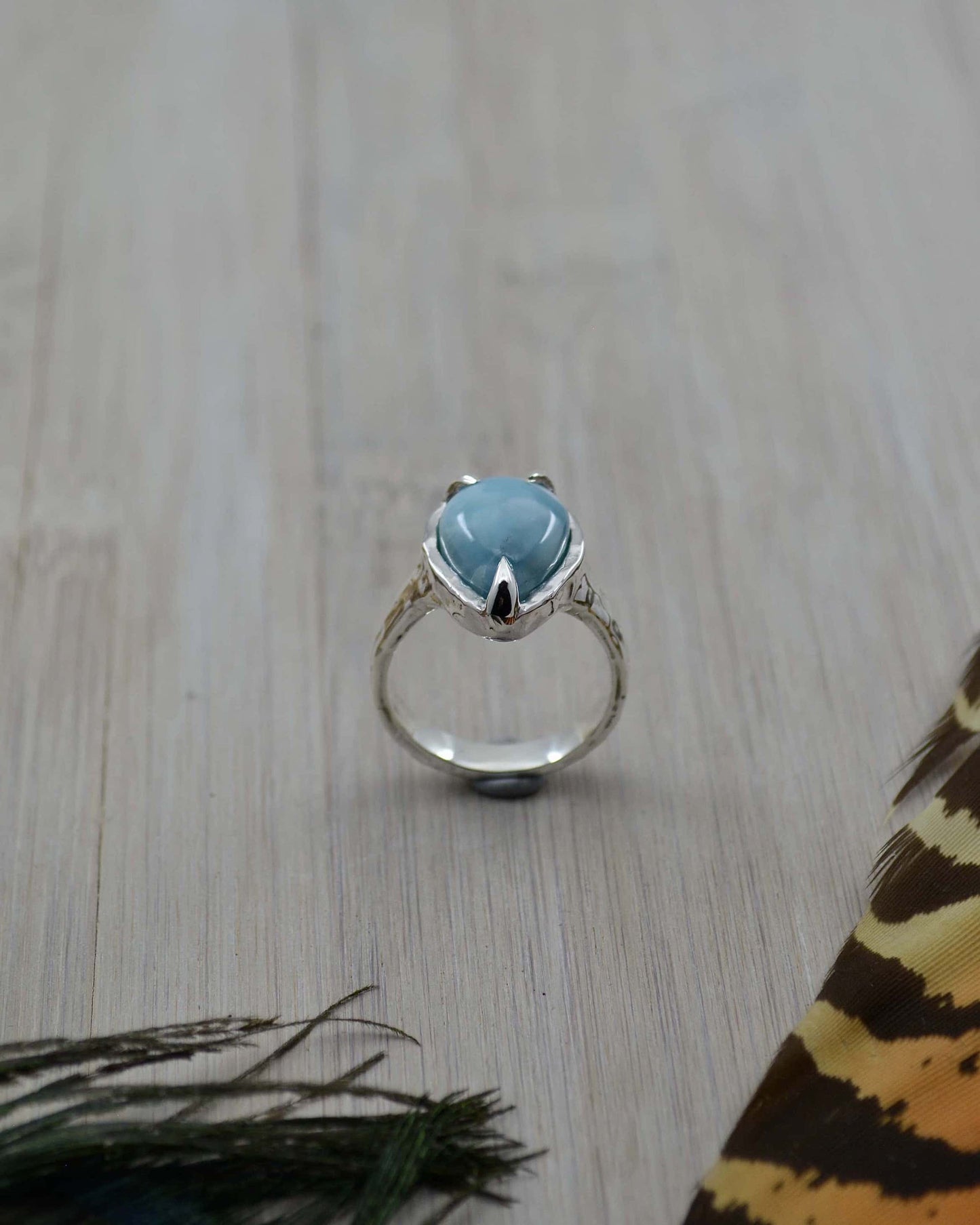 Sterling Silver Larimar Molten Ring - 7 US