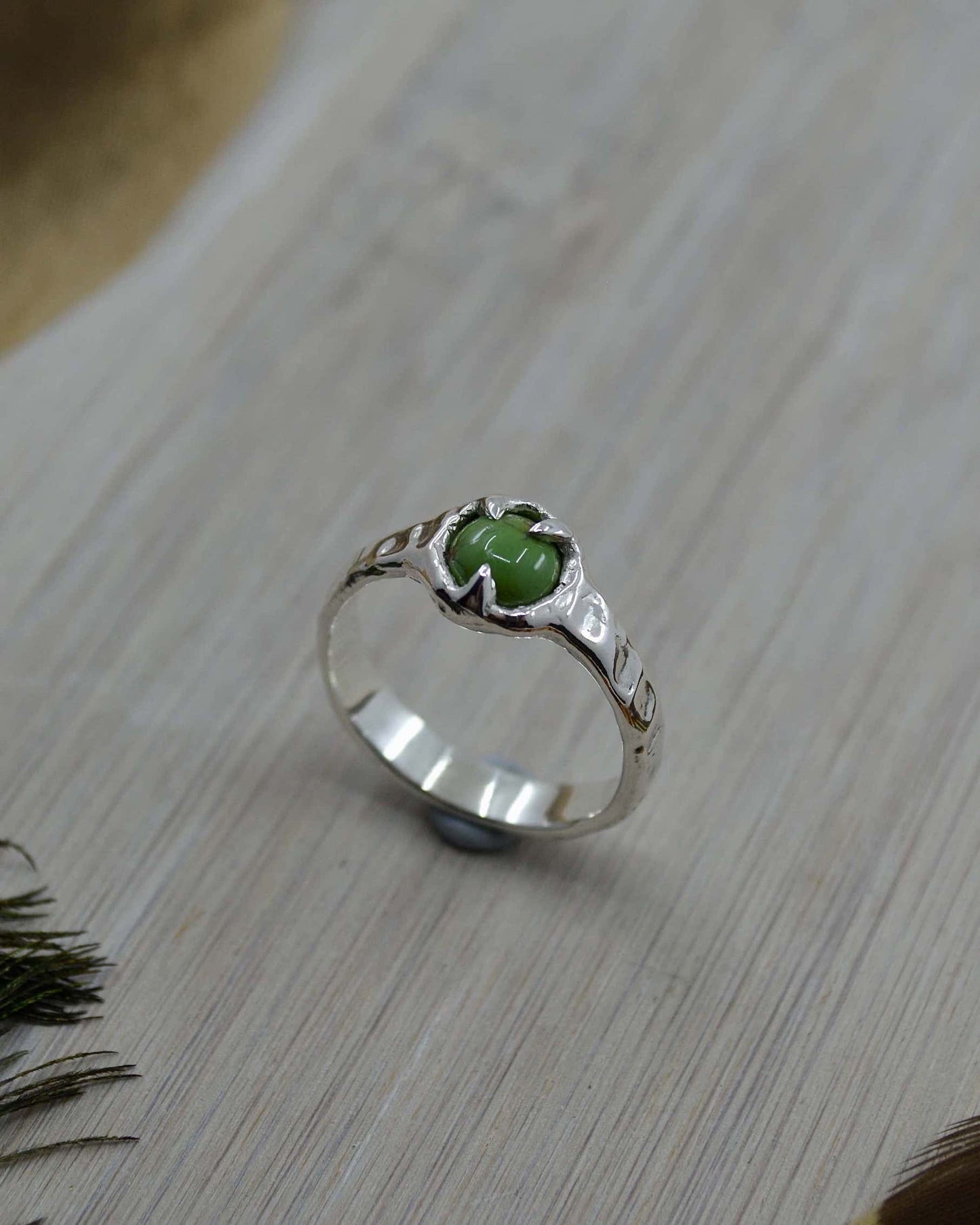 Sterling Silver Sonoran Gold Green Turquoise Ring - 8 US