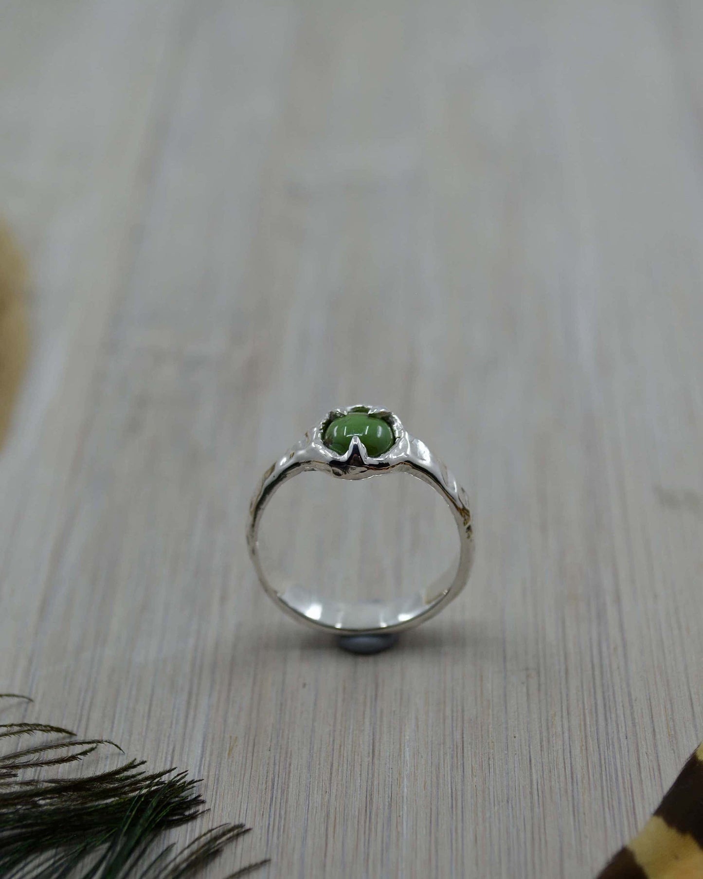 Sterling Silver Sonoran Gold Green Turquoise Ring - 8 US