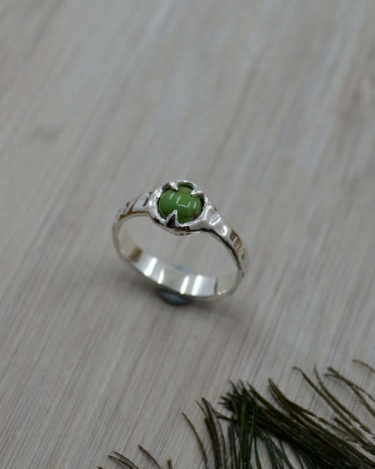 Sterling Silver Sonoran Gold Green Turquoise Ring - 8 US