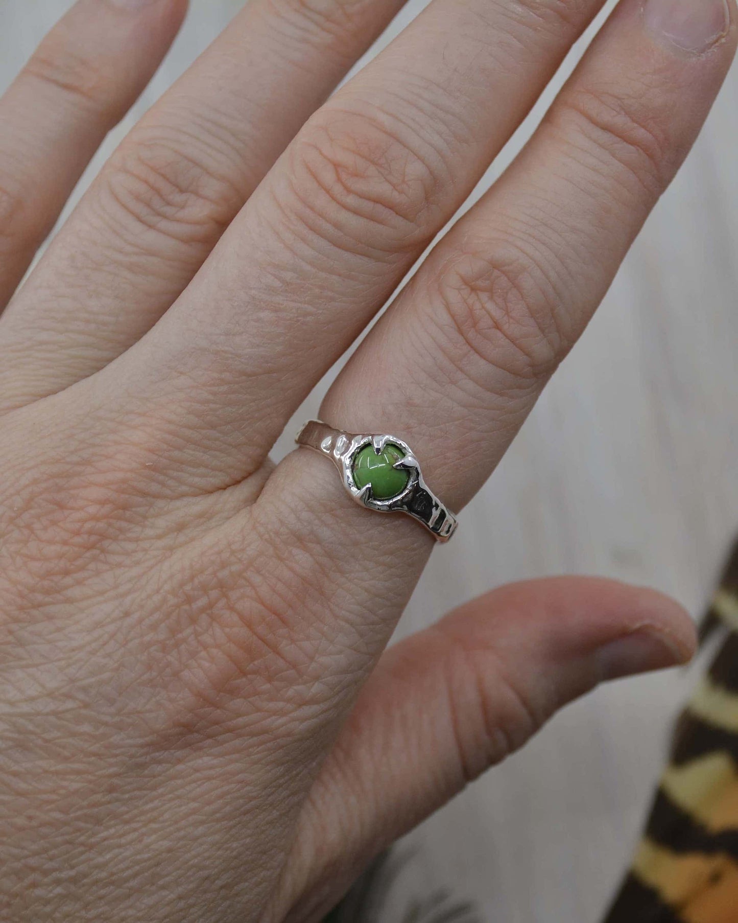 Sterling Silver Sonoran Gold Green Turquoise Ring - 8 US