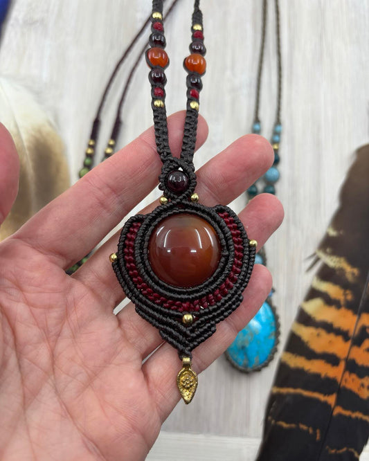 Carnelian Macrame Necklace