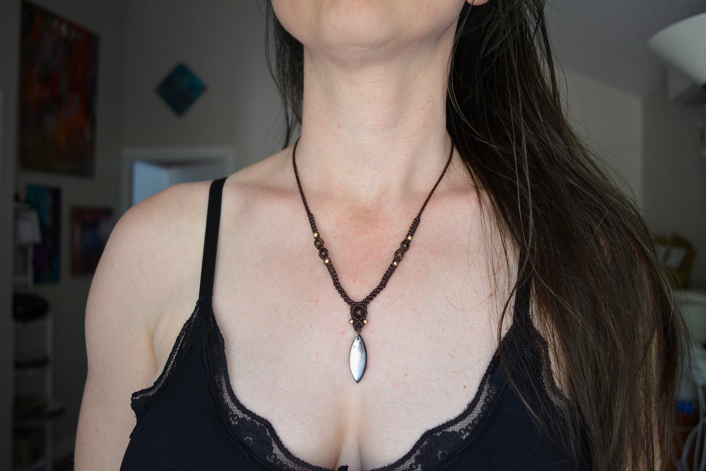 Marquise Sea Shell Macrame Necklace / Choker