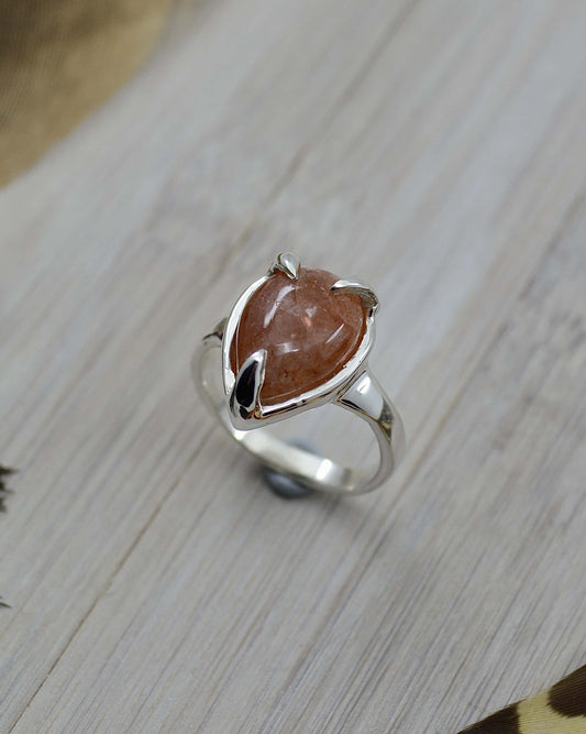 Sterling Silver Sunstone Ring - 7 US