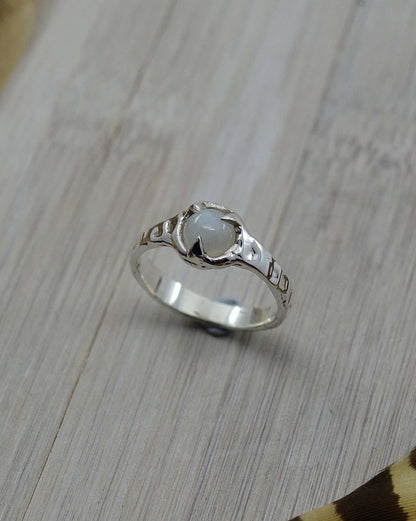 Sterling Silver Rainbow Moonstone Molten Ring - Made To Order