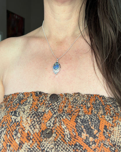 Eagle Boulder Opal Sterling Silver Textured Pendant