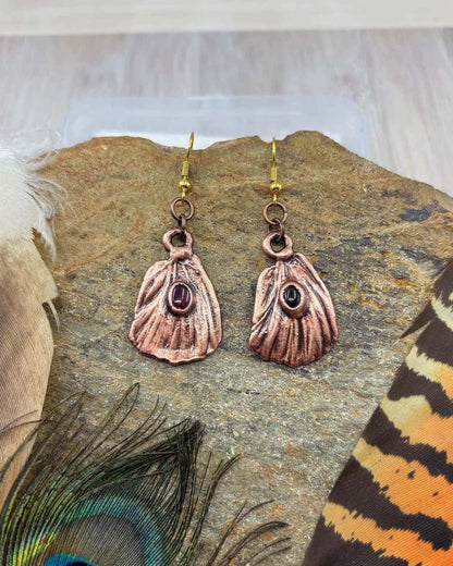 Garnet Real Butterfly Wing Earrings - Copper