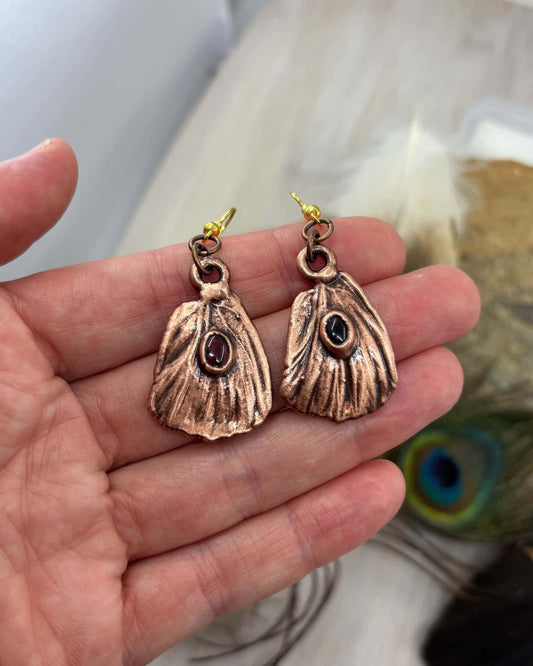 Garnet Real Butterfly Wing Earrings - Copper