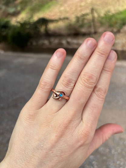 Eye Of Horus Copper Ring with Blue Labradorite