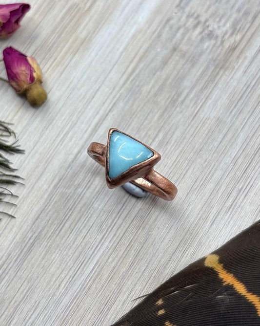 Triangle Larimar Copper Ring