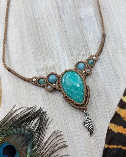 Amazonite Choker Macrame Necklace