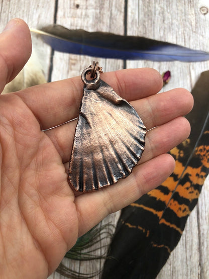 Sea Shell Necklace with Blue Labradorite - Copper Electroformed